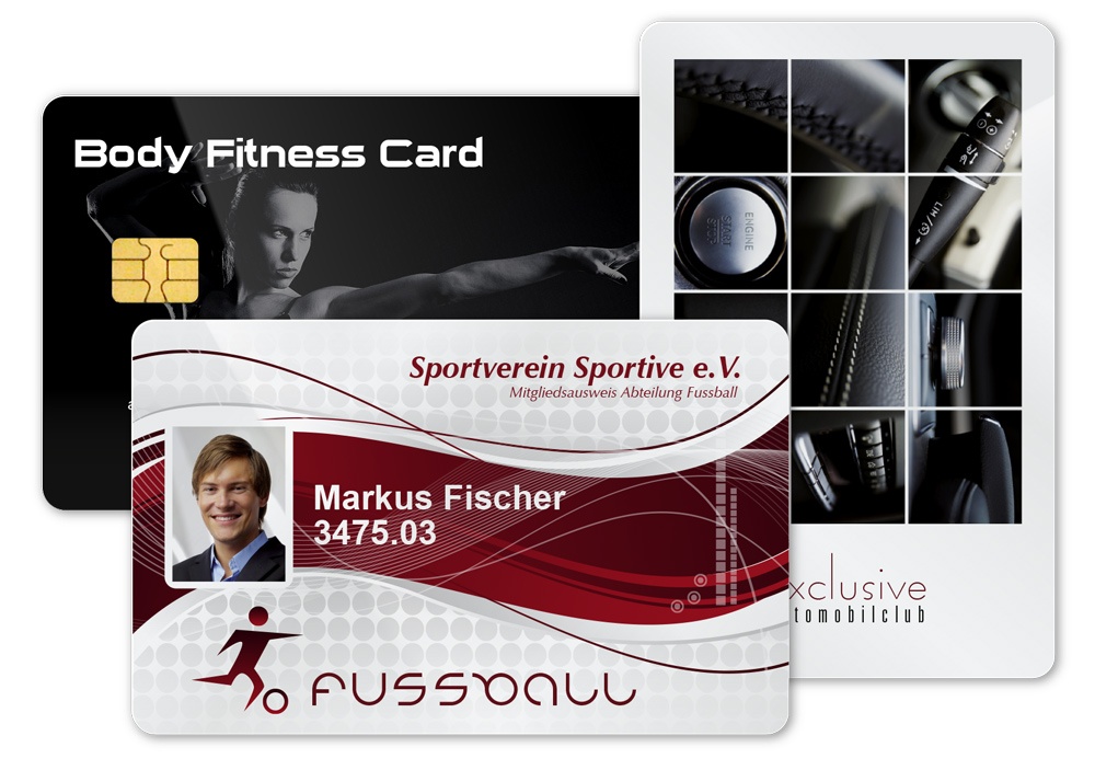 Fitnesskarte, Ausweis des Sportvereins und Automobilclubkarte