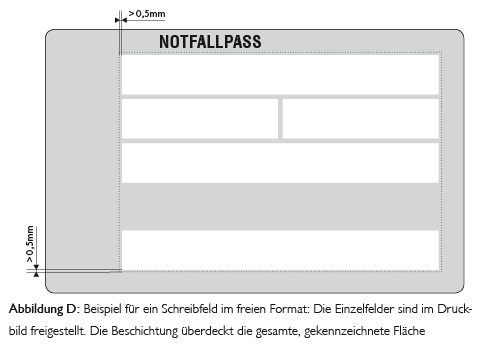 Darstellung Schreibfeld im Freien Format